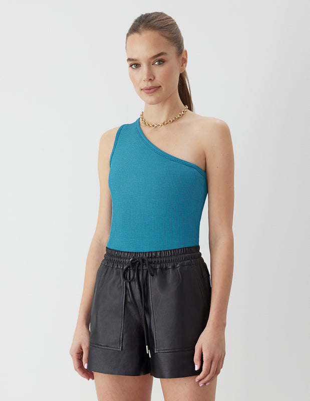 One Shoulder Rib Knit Top