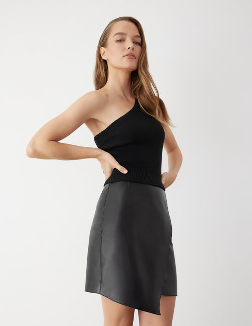 Leather Wrap Mini Skirt