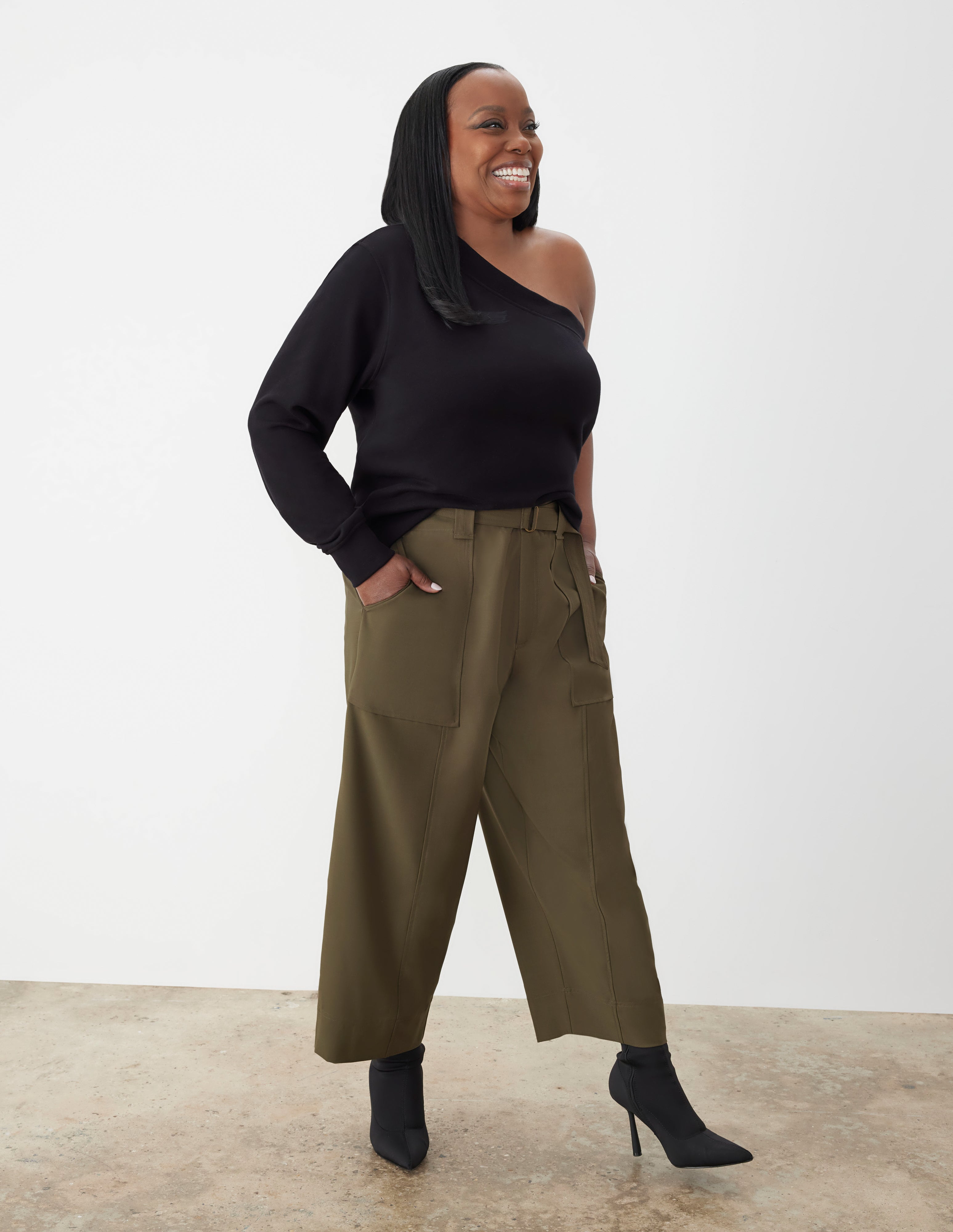 One Shoulder French Terry Top