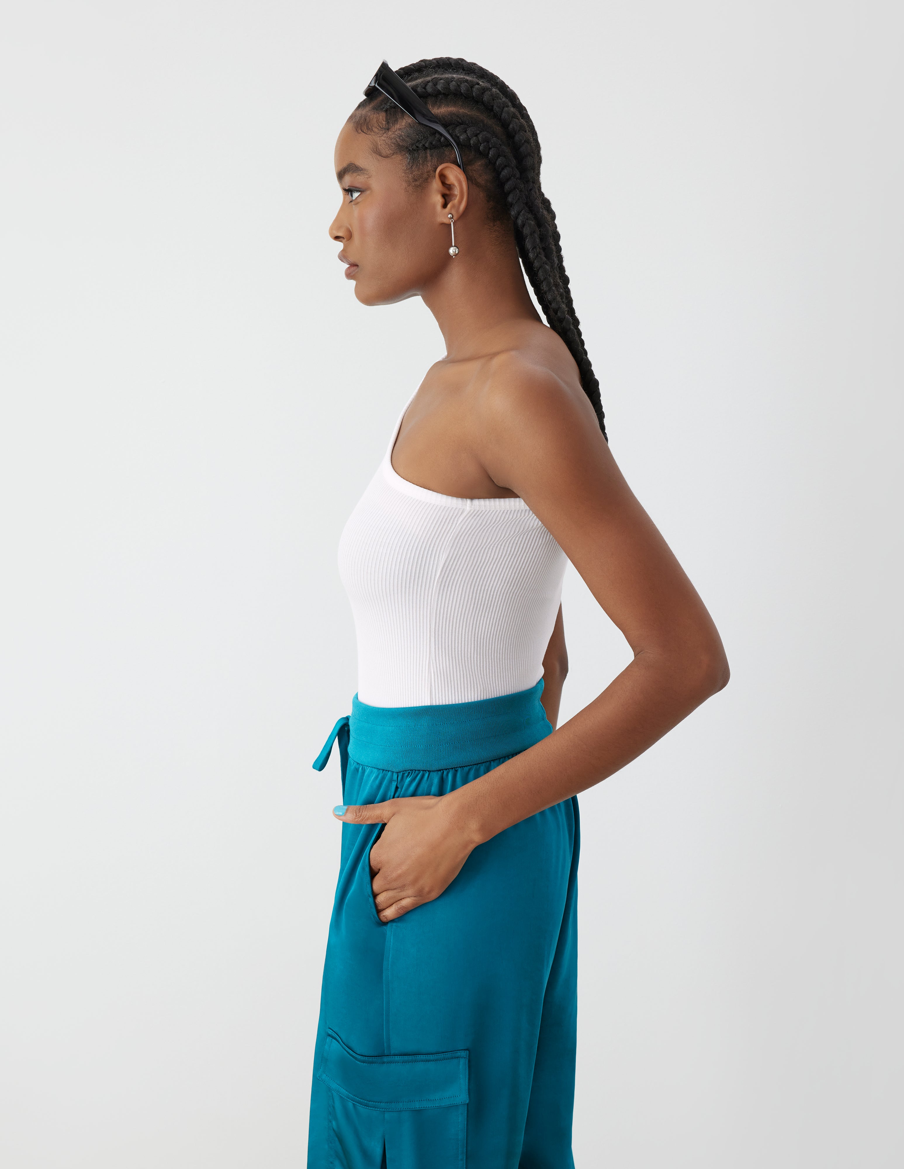 One Shoulder Rib Knit Top