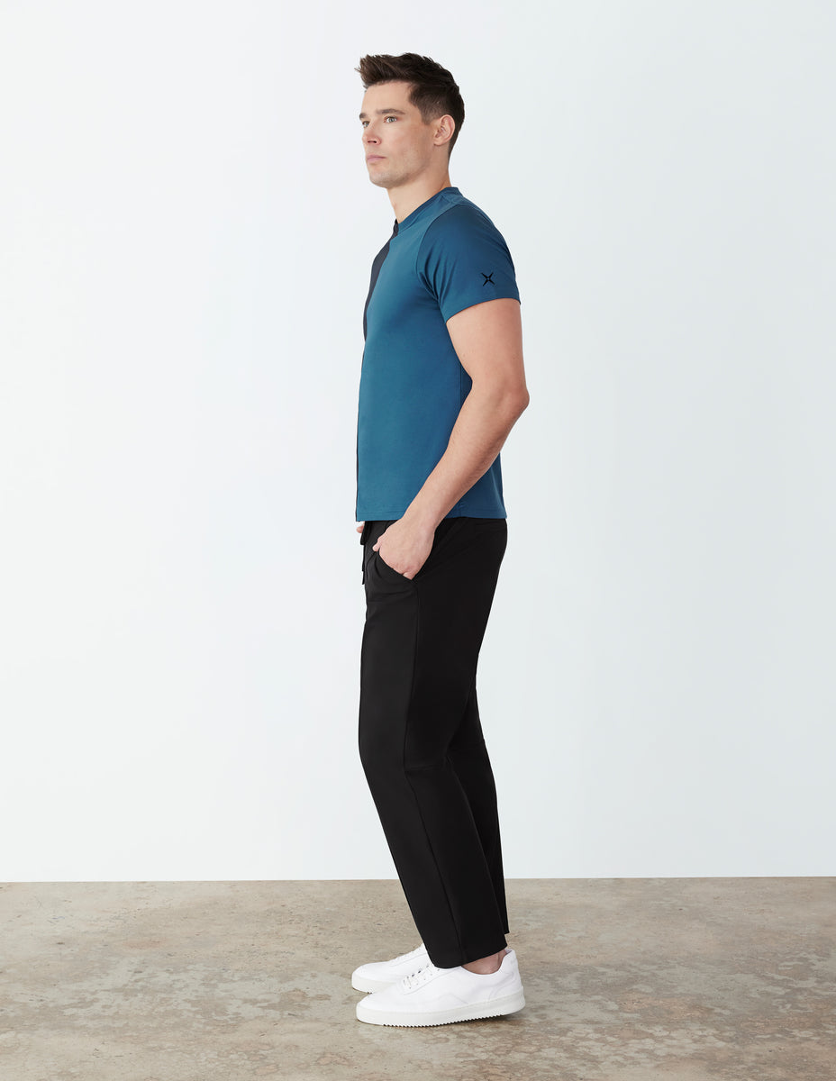 Two Tone Tee Black Slate Blue XS
