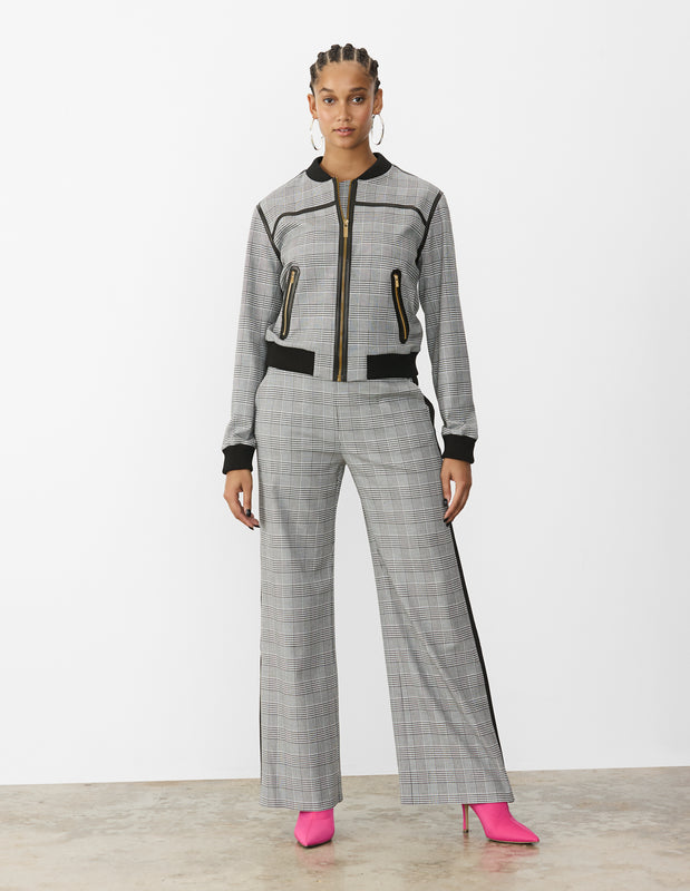 Moto Plaid Bomber Jacket