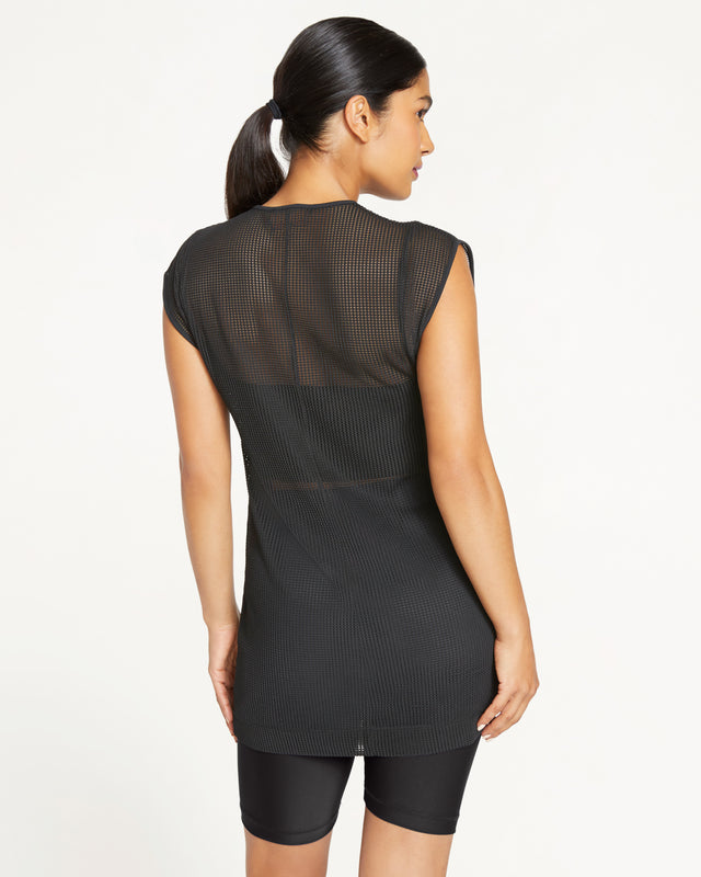 Deep V-Neck Mesh Tunic