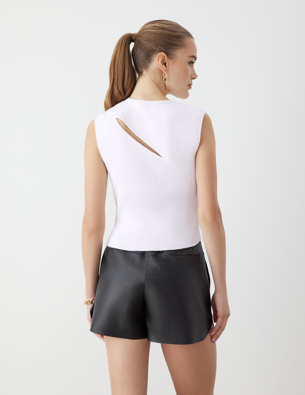 Ribbed Sleeveless Cut Out Top