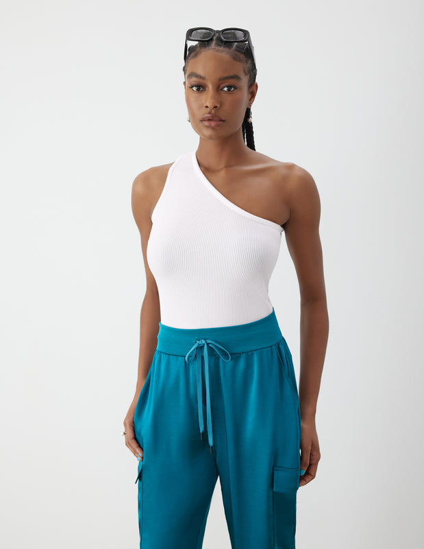 One Shoulder Rib Knit Top